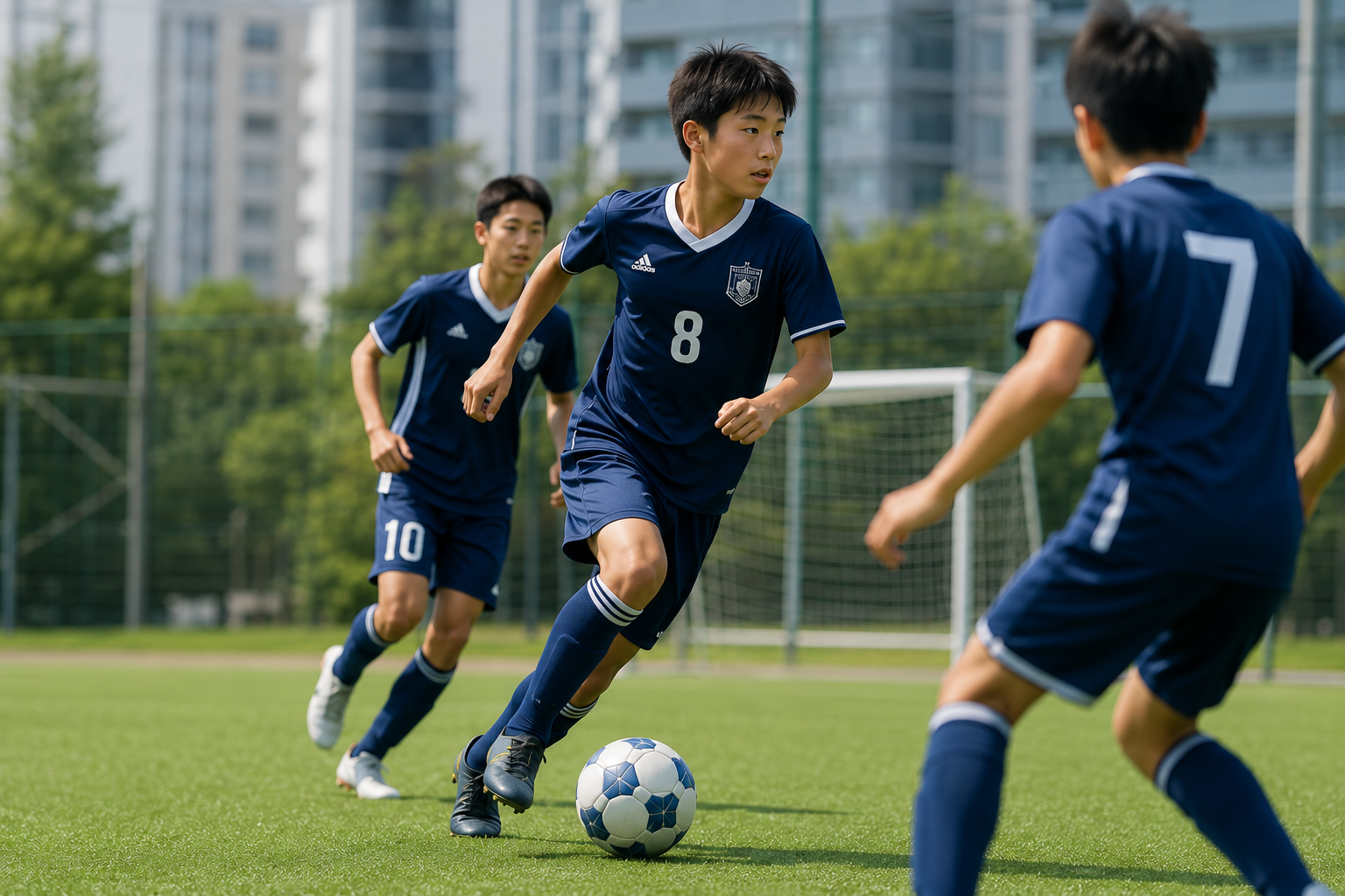サッカーをプレーする選手